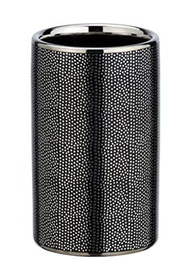 WENKO Nura Toothbrush Holder for Toothbrush and Toothpaste Made of Elegant Ceramic with Luxury Textured Surface in Silver/Anthracite, Diameter 6.5 x 10.7 cm