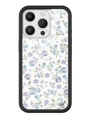 Wildflower Custodie - Lilla & Blu Floreale, Compatibile con Apple iPhone 16 Pro | Viola Verde Wf Popolare Estetica Carino Trendy - Paraurti Protettivo Nero, 1.2 m Drop Certified, Donne Di Proprietà