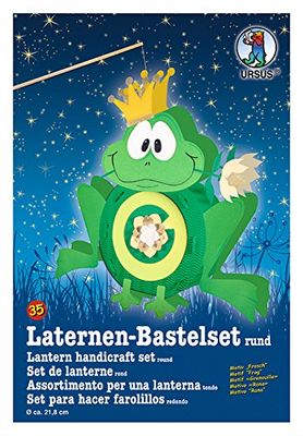 Ursus 18700035 – lyktor pysselset, groda, ca 21,8 x 21 x 10,3 cm, diameter ca 21,8 cm, inklusive mallbågar med pysselinstruktioner, för egendesign, perfekt för nästa lyktkörning