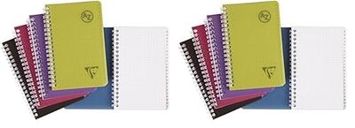 Clairefontaine 329235C Collezione Linicolor Intensive Rubrica a Spirale - 11x17 cm - 100 Pagine a quadretti piccoli - Carta Bianca 90 g - Copertina in polipropilene trasparente - Colore aleatorio