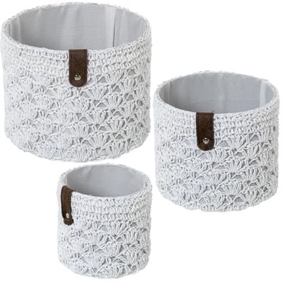 Alexandra House Living 03816 Lot de 3 paniers en Osier Blanc rotin Fibre Naturelle (3 unités) - Marque : Alexandra House Living - EAN : 8427701038163