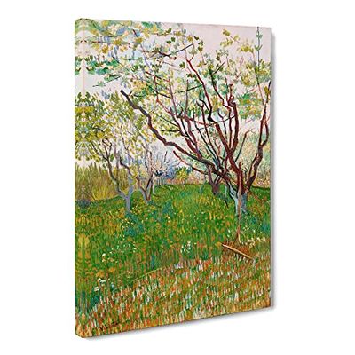 The Flowering Orchard By Vincent Van Gogh Classic Painting Canvas Wall Art Print Ready to Hang, Framed Picture for Living Room Bedroom Home Office Décor, 20x14 Inch (50x35 cm)