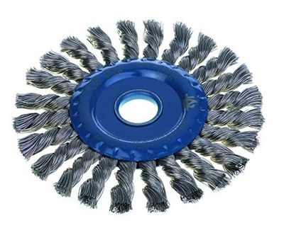 Cepillo circular alambre trenzado 1 hilera, diam. 150, eje 16, acero inoxidable 0,5mm