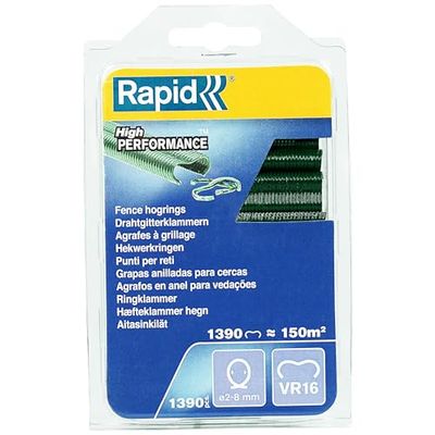 Rapid VR16 Confezione da 1390 Anelli di Fissaggio in Acciaio Zincato con Rivestimento in PET Verde per Recinzioni e Reti Metalliche da 2 - 8 mm