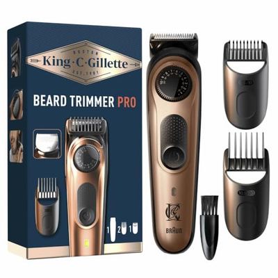 King C. Gillette Beard Trimmer Kit with Precision Selector, 40 Length Settings, Long Lasting Sharp Blades, Adjusting Combs