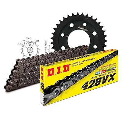 Kettingset DID staal 428VX / 112 clipslot voor Honda CM T 200 cc bj. 1980-1984