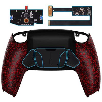 eXtremeRate Textured Red Programable RISE4 Remap Kit for ps5 Controller BDM-010 BDM-020, Upgrade Board & Redesigned Back Shell & 4 Back Buttons - Controller NOT Included