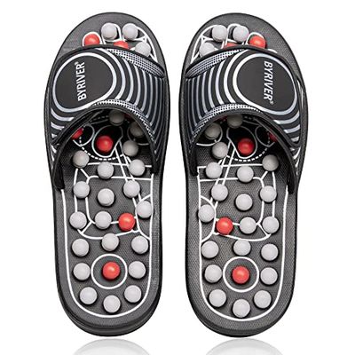 BYRIVER Massage Pantoffels Sandalen Acupunctuur Schoenen, Voet Massager, Verlichting Neuropathie Artritis Fasciitis plantaris Pijn, Gezondheidszorg cadeau voor mama papa (02S)