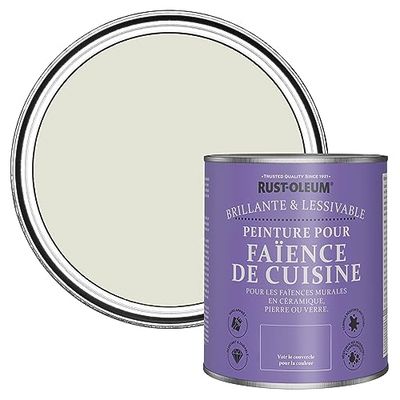 Rust-Oleum Peinture Beige Résistante à l'eau pour Faïence de Cuisine, Finition Brillante - Ciment 750ml