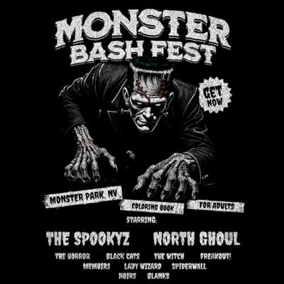 Monster Bash Fest Coloring Book: 50 Unique Illustrations of Rockin’ Monsters