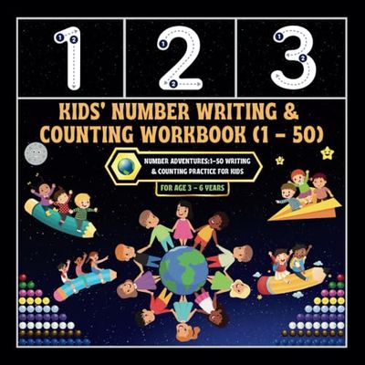 Kids' Number Writing & Counting Workbook (1-50): -Number Adventures:1-50 Writing & Counting Practice for Kids