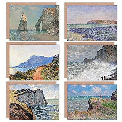 Artery8 Claude Monet Cliff Poppy Creuse Cliff Pourville Fine Art Greeting Card Pack of 6