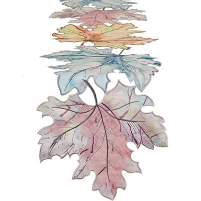 Grelucgo Runner da tavolo con foglie d'acero autunnali blu raccolto per il Ringraziamento, decorazione per tavolo da pranzo e cucina autunnale stagionale (33 x 172 cm)