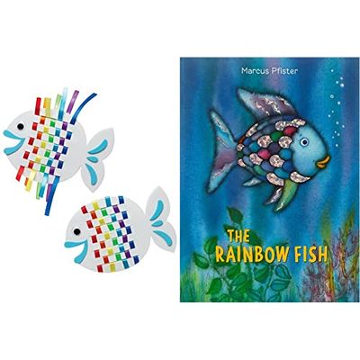 Baker Ross AR516 Rainbow Fish Kits -Arts and Crafts Kids Pack Weave Sets for Children, Assorted, 6 Pack & The Rainbow Fish
