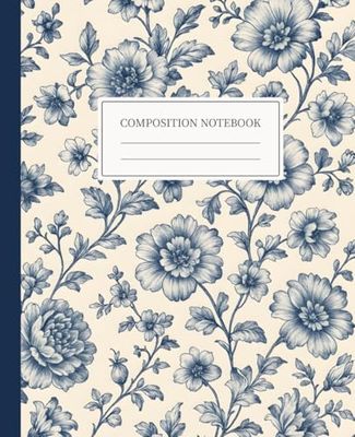 Vintage Botanical Flower Composition Notebook: 120 Lined Pages, College Ruled, Aesthetic Softcover Journal