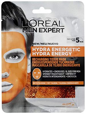 L'Oreal Men Expert Hydra Energy Tissue Mask, 4x 30 g