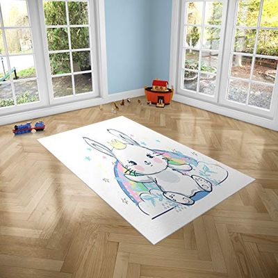 Oedim barnmatta kanin PVC | 95 x 120 cm | Matta PVC | Vinylgolv | Dekoration för hemmet | Sintasol | Barnskydd