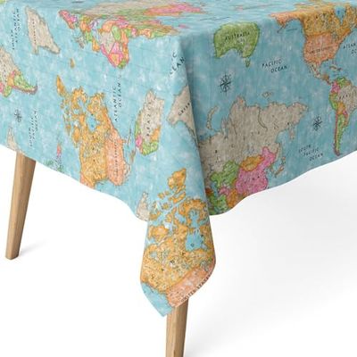 ECOMMERC3 Vlekafstotend tafelkleed voor rechthoekige tafel, afmeting 140 x 140 cm, vuilafstotend tafelkleed, extra zacht en waterdicht, blauw