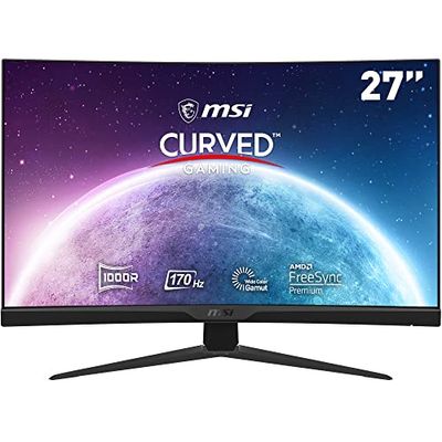 MSI G272C 27 Inch FHD Curved Gaming Monitor - 1000R 1920 x 1080 VA Panel, 170Hz / 1ms, FreeSync Premium - DP 1.2a, HDMI 2.0b CEC, black