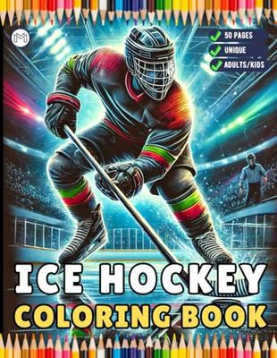 Ice Hockey Coloring Book Gift for Adults Kids Men Women Boys Girls Teens Youth 50 Pages Ice Hockey Player Coloring Sheets for Children Ice Hockey ... Fan Coloring for Birthday Holiday Present