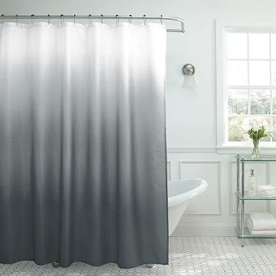 Creative Home Ideas Ombre Waffle Weave Tenda da Doccia con Anelli di Metallo a Rullo, Vinile, Dark Grey, 70 * 72inch