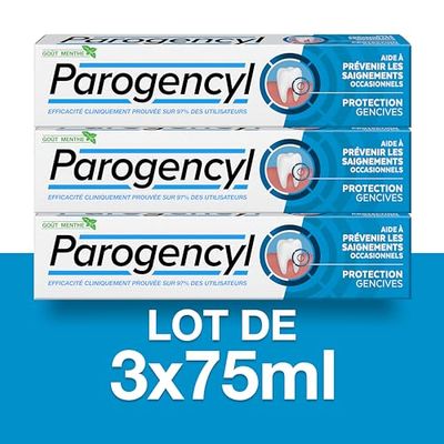 Parogencyl - Dentifrice Protection Gencives Menthe – Aide à Prévenir les Saignements Occasionnels des gencives - Cliniquement Prouvé - Lot de 3x75ml