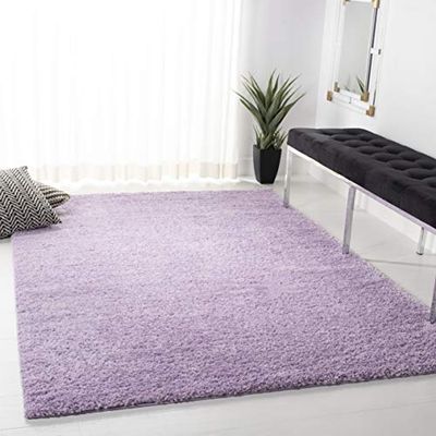 Safavieh Tapis Shaggy pour Salon, Salle à Manger, Chambre à Coucher - Collection August Shag - Poils Courts - Lilas - 122 x 183 cm
