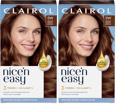 Clairol Nice'n Easy Crème, Natural Looking Oil Infused Permanent Hair Dye, 5W Medium Mocha Brown (Pack of 2)