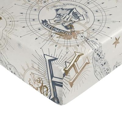 BELUM | Harry Potter Fitted Sheet Product: 90 x 200 cm + 35 cm Bellows – Fabric: 100% Cotton 175 Thread Count – Model: Hotter Gold Beig