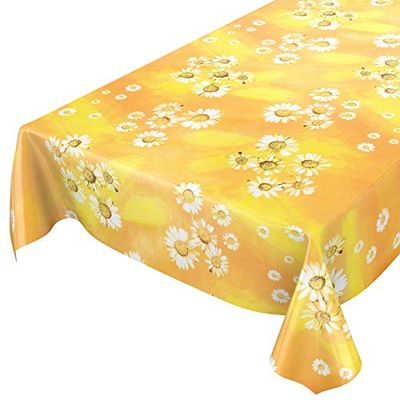 ANRO - Toalha de mesa (100 x 140 cm, borda cortada, 100 x 140 cm), design de camomila, cor amarela