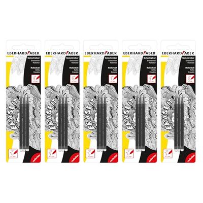 EBERHARD FABER 599028 - Ricambi per penne gel cancellabili, 15 ricariche nere per penne Erase it! penne