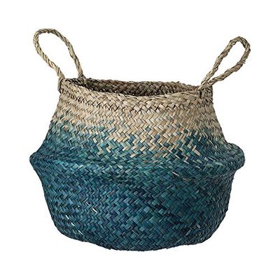 Bloomingville Cesta natural y azul, diámetro 30 x altura 23 cm