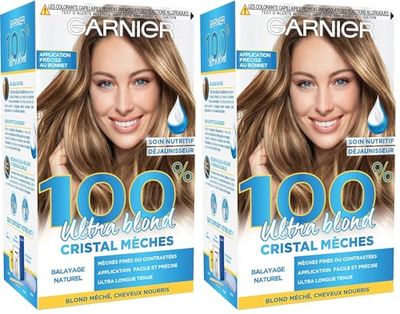 Garnier 100% Ultra Blond Kit de Balayage Éclaircissant - Application au Bonnet et Crochet - Cristal Mèches (Lot de 2)
