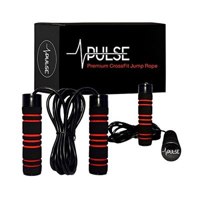 Gewogen springtouw (0,5 kg) met handgrepen van traagschuim en dikke snelheidskabel - voor fitnesstrainingen thuis, cardio, boksen en MMA, CrossFit, duurtraining, springoefening. PULSE ATHLETICS.