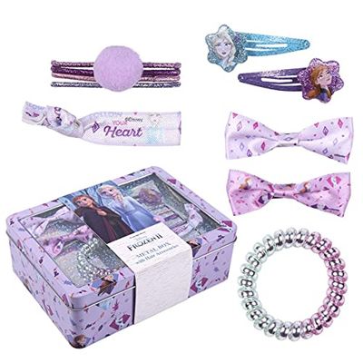 CERDÁ LIFE'S LITTLE MOMENTS - Metal box with accessories for the shiny hair from Frozen II - Official Disney License, Lilac (2500001908)
