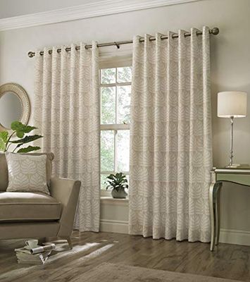 Paoletti Contemporary Horto Ringtop Eyelet Curtains, Natural, 229 x 137cm