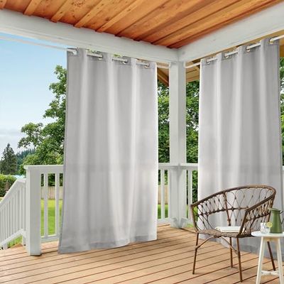 STAD & COUNTRY BASICS Cabana solida tungvikts inomhus utomhusgardiner, ljusfiltrering opacitet med genomföringstopp, vattenavvisande, 2-pack set, 137 cm x 335 cm, brungrå
