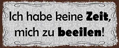 Schatzmix Blechschild ICH Habe Keine Zeit Mich zu beeilen Metallschild Wanddeko 27x10cm Tin Sign Targa di Metallo da Parete, Lamiera, Multicolore, 27x10 cm
