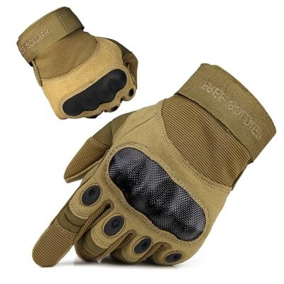 FREE SOLDIER Heltäckande finger utomhussport cykling cyklisthandskar motorcykelhandskar fingerlösa handske för vandring klättring längdarbete herrhandskar (L, Sand helfinger)