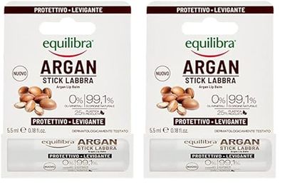 equilibra Viso, Argan Stick Labbra, Balsamo Labbra ad Azione Protettiva per Labbra Morbide e Setose, con Olio di Argan Protettivo e Levigante, e Vitamina E Antiossidante, 5,5 ml (Confezione da 2)