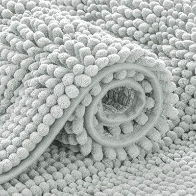 subrtex Tappeto da bagno in ciniglia a righe, morbido tappeto da bagno per bagno, assorbente, ad asciugatura rapida, lavabile in lavatrice (grigio chiaro, 50,8 x 81,3 cm)