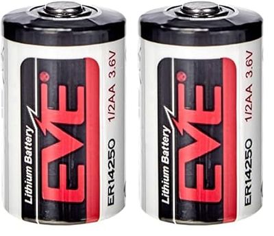 EVE, batteria ER14250, al litio e bicloruro di tionile, misura 1/2 AA, 3,6 V, 1200 mAh, data di produzione gennaio 2018 (Confezione da 2)