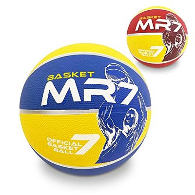 Mondo Toys basketbal MR7 voor kinderen - zacht oppervlak - maat 7 - geel/blauw/amarant - 13751