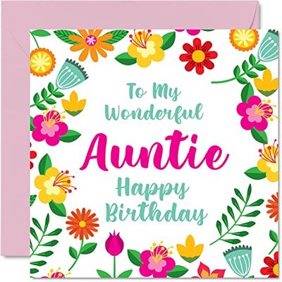 Leuke verjaardagskaarten voor tante - prachtige vrouw - schattige gelukkige verjaardagskaart voor tante van neefnicht, tante speciale verjaardagscadeaus, 145mm x 145mm bloemen wenskaarten cadeau voor tante