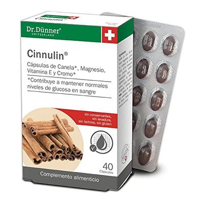 Salus - Cinnulin Complemento Alimenticio - 40 Cápsulas - Ayuda a Mantener Niveles Normales de Glucosa en Sangre - Elaborado con Extracto de Corteza de Canela de Ceilán, Vitamina E, Cromo y Magnesio