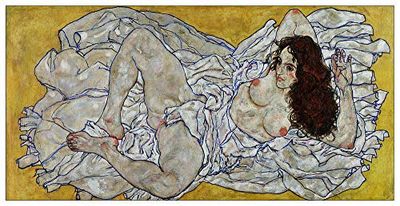 ArtPlaza Schiele Egon-Resting Nude Panel Decorativo, Madera MDF, Multicolor, 140x70 Cm