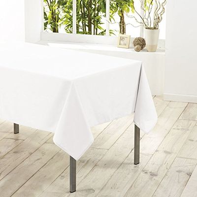 Douceur d'Intérieur - 1720218, Toalha de mesa retangular, 140 x 300 cm, Essentiel, poliéster liso, branco