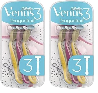 Venus Gillette 3 Dragonfruit Máquinillas Desechables, Pack De 3, Máquinilla de afeitar (Paquete de 2)