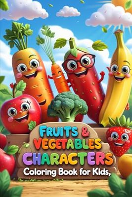 Fruits & Vegetables Characters Coloring Book for Kids: Fun and Creative Coloring Pages Featuring Adorable Fruit and Vegetable Characters for Ages 4-8