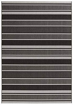 bougari Strap en de y Exterior Alfombra, Polipropileno, Negro, 200.0 X 80.0 x 0,8 cm